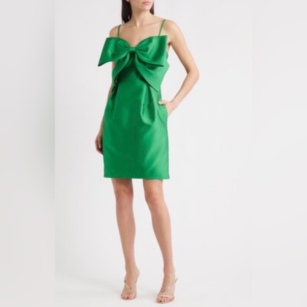 Eliza J Green Bow-Front Mini Cocktail Dress with pockets NWT size 12